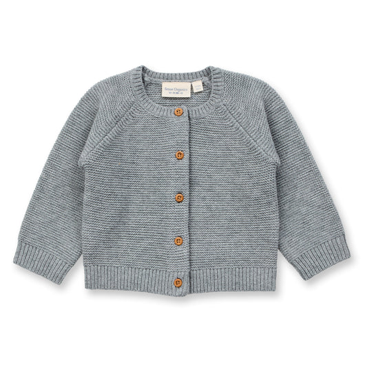 Sense Organics Baby Cardigan in grau mélange, Modell MARLOO aus Merinowolle