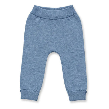 Sense Organics Baby Merino Strickleggins in denimblau mélange, Modell PABLO