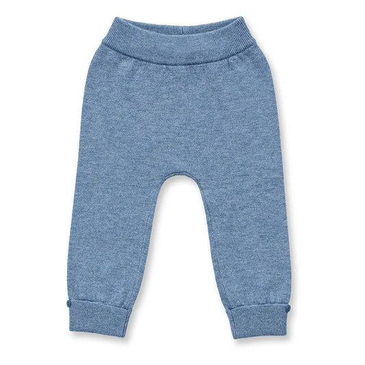 Sense Organics Baby Merino Strickleggins in denimblau mélange, Modell PABLO