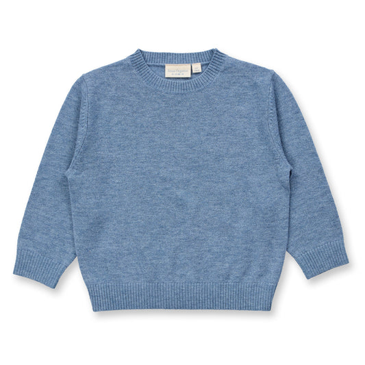 Sense Organics Kinder Strickpullover in denim mélange, Modell IKE aus Merinowolle