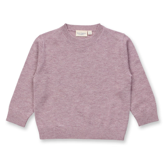 Sense Organics Kinder Strickpullover in mauve mélange, Modell IKE aus Merinowolle