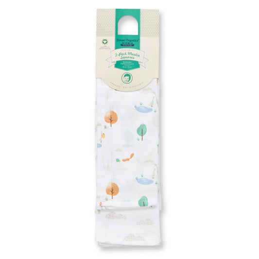 Sense Organics Baby Musselin-Tuch 2er Pack, Modell BIOS, aus Bio-Baumwolle GOTS