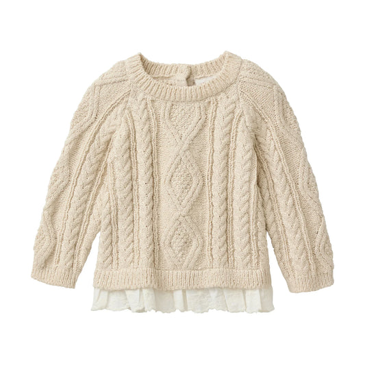 People Wear Organic Strick Pullover mit Zopfmuster in natur aus Bio-Baumwolle  GOTS