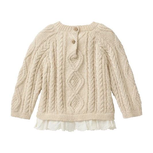 People Wear Organic Strick Pullover mit Zopfmuster in natur aus Bio-Baumwolle  GOTS
