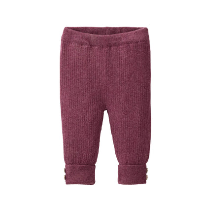 People Wear Organic Strick Hose in brombeer mélange aus Bio-Baumwolle GOTS