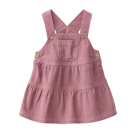 People Wear Organic Kord Kleid in dunkelmalve uni aus Bio-Baumwolle GOTS