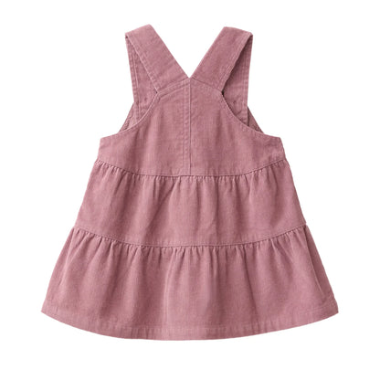 People Wear Organic Kord Kleid in dunkelmalve uni aus Bio-Baumwolle GOTS