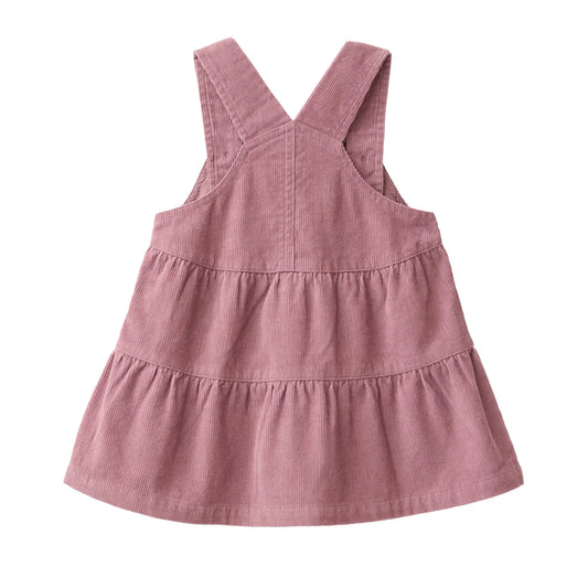 People Wear Organic Kord Kleid in dunkelmalve uni aus Bio-Baumwolle GOTS