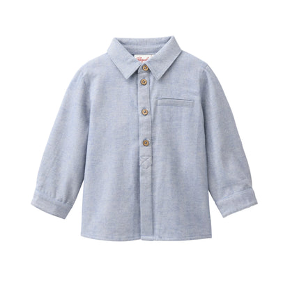 People Wear Organic Flanell Hemd in blaugrau mélange aus Bio-Baumwolle GOTS