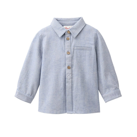 People Wear Organic Flanell Hemd in blaugrau mélange aus Bio-Baumwolle GOTS