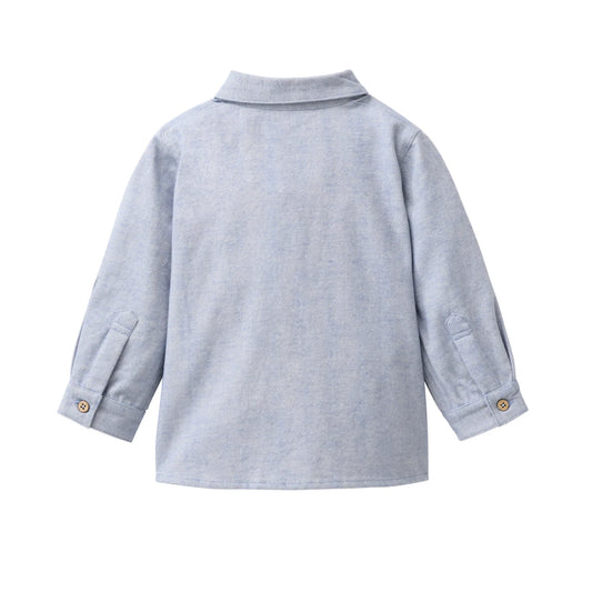 People Wear Organic Flanell Hemd in blaugrau mélange aus Bio-Baumwolle GOTS