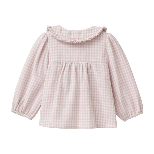 People Wear Organic Flanell Bluse mit Kragen in malve kariert aus Bio-Baumwolle GOTS