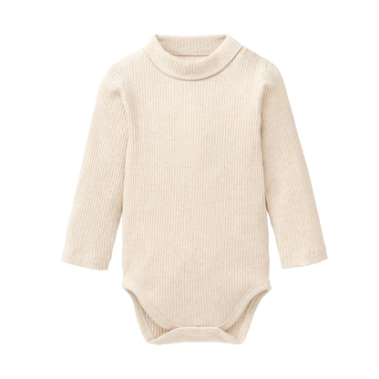 People Wear Organic Langarm Body mit Rollkragen in beige mélange aus Bio-Baumwolle