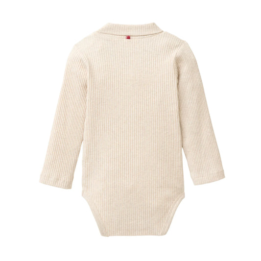 People Wear Organic Langarm Body mit Rollkragen in beige mélange aus Bio-Baumwolle