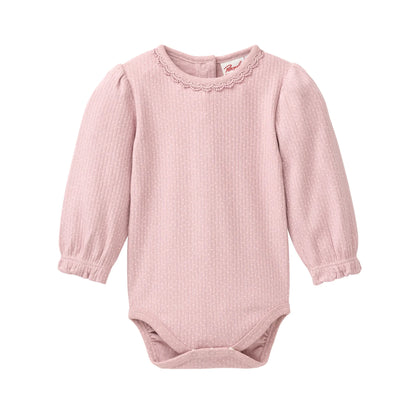 People Wear Organic Langarm Body in rosenholz beduckt mit Pünktchen aus Bio-Baumwolle
