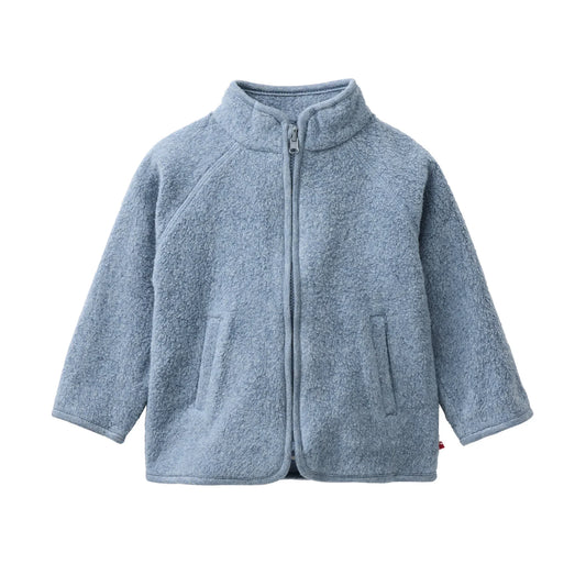 People Wear Organic Fleece Jacke in blau mélange aus Bio-Baumwolle GOTS
