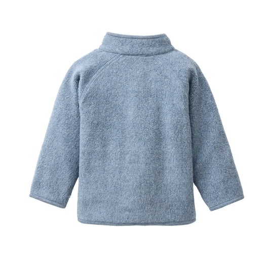 People Wear Organic Fleece Jacke in blau mélange aus Bio-Baumwolle GOTS