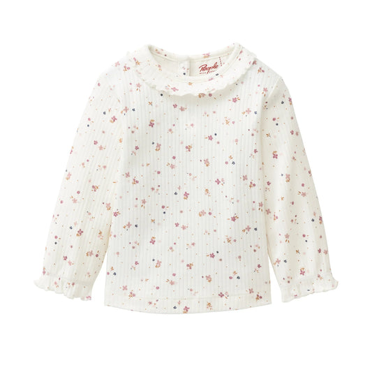 People Wear Organic Langarm Shirt mit Rüschenkragen und Blümchenprint aus Bio-Baumwolle GOTS