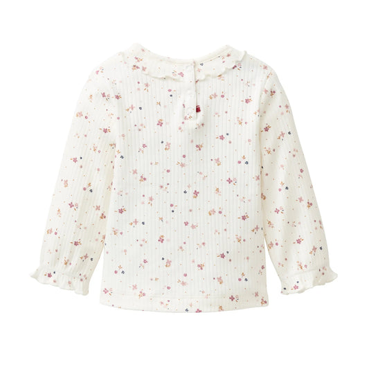 People Wear Organic Langarm Shirt mit Rüschenkragen und Blümchenprint aus Bio-Baumwolle GOTS