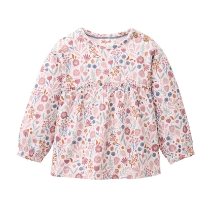 People Wear Organic Langarm Shirt in rosa mit Herbstblütenprint aus Bio-Baumwolle GOTS