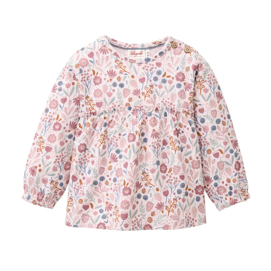 People Wear Organic Langarm Shirt in rosa mit Herbstblütenprint aus Bio-Baumwolle GOTS