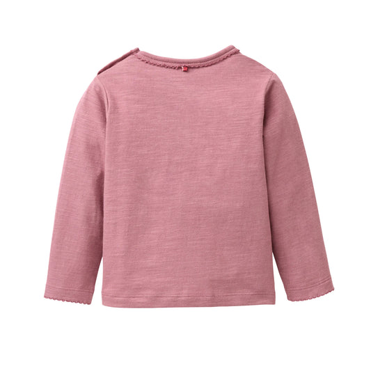 People Wear Organic Langarm Shirt in dunkelmalve mit Eulenprint aus Bio-Baumwolle GOTS