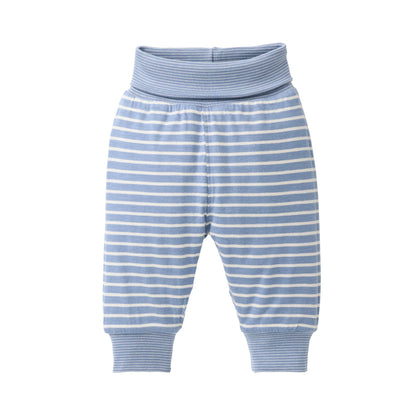 People Wear Organic Wendehose in beige mit Waldtierprint und geringelt aus Bio-Baumwolle GOTS