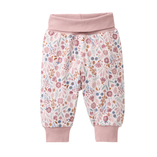 People Wear Organic Wendehose in rosa mit Herbstblütenprint und Punkten aus Bio-Baumwolle GOTS