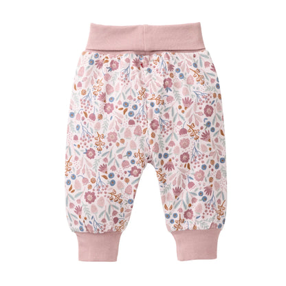 People Wear Organic Wendehose in rosa mit Herbstblütenprint und Punkten aus Bio-Baumwolle GOTS