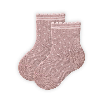 People Wear Organic Frottee Socken, 2er Pack, rosa gepunktet  und blau gemustert mit Motiv "Blumen", Bio-Baumwolle GOTS