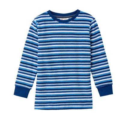People Wear Organic Frottée Pyjama, blau geringelt, Bio-Baumwolle, GOTS