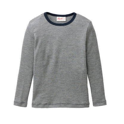 People Wear Organic Wolle Seide Langarm Shirt, blau geringelt GOTS