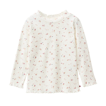 People Wear Organic Langarm Shirt Stehkragen, weiß bedruckt,  "floral", Bio-Baumwolle  GOTS