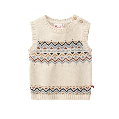 People Wear Organic Strick Pullunder in beige mit  Norwegermuster GOTS