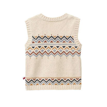 People Wear Organic Strick Pullunder in beige mit  Norwegermuster GOTS