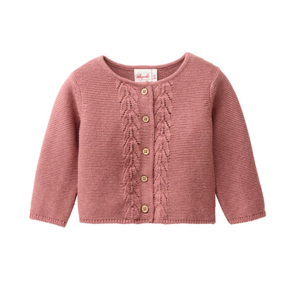 People Wear Organic Strick Jacke in beere mélange aus Bio-Baumwolle GOTS