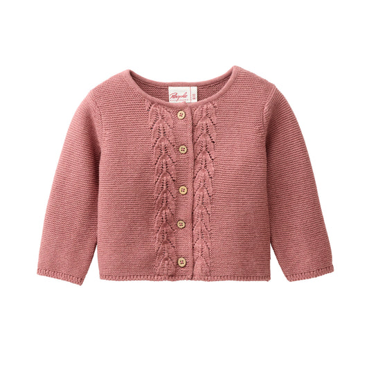 People Wear Organic Strick Jacke in beere mélange aus Bio-Baumwolle GOTS