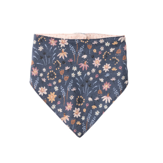 People Wear Organic Dreieckstuch zum Wenden  mit Print 'Mille Fleur'   und kleinen Pünktchen GOTS
