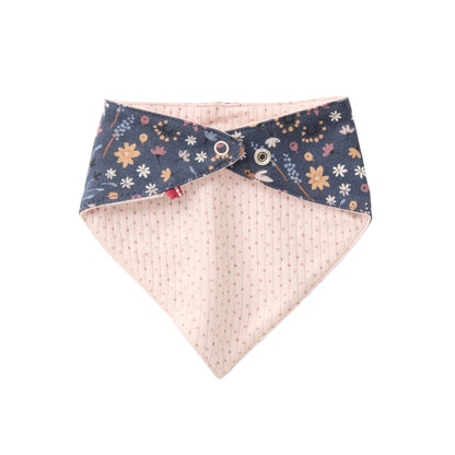People Wear Organic Dreieckstuch zum Wenden  mit Print 'Mille Fleur'   und kleinen Pünktchen GOTS