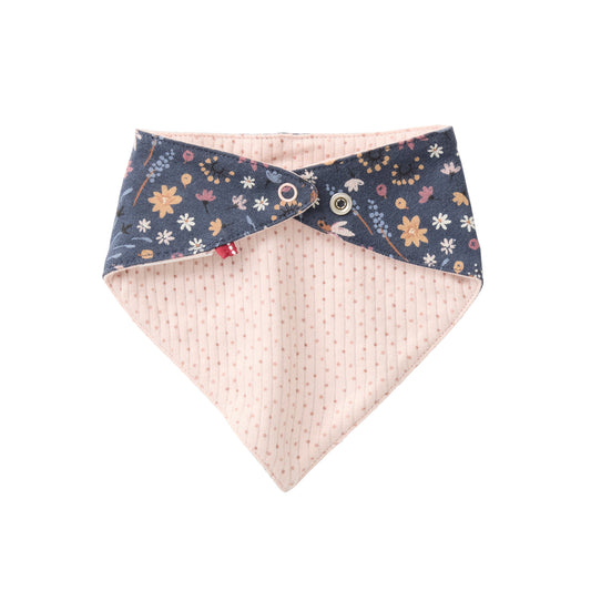 People Wear Organic Dreieckstuch zum Wenden  mit Print 'Mille Fleur'   und kleinen Pünktchen GOTS