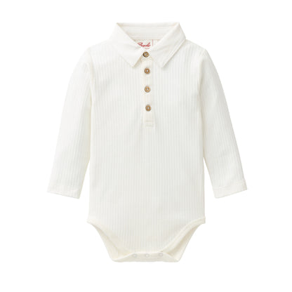 People Wear Organic Langarm Body mit Kragen  in weiß aus Bio-Baumwolle GOTS