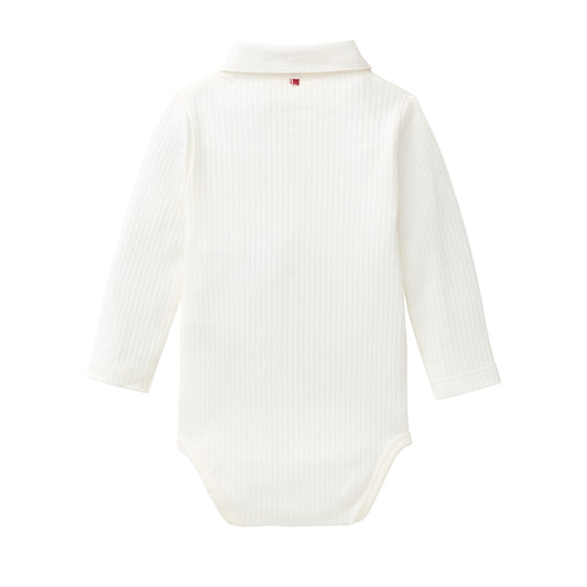 People Wear Organic Langarm Body mit Kragen  in weiß aus Bio-Baumwolle GOTS