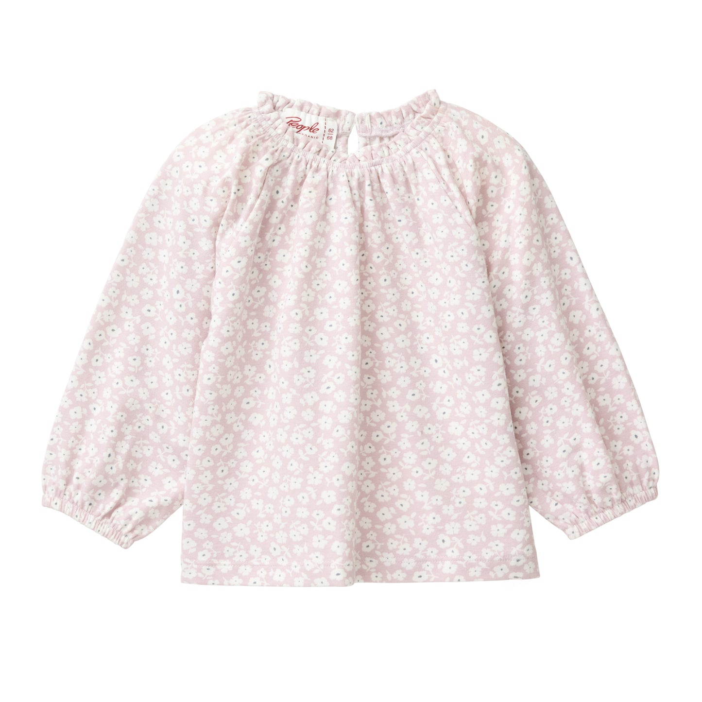 People Wear Organic Langarm Shirt in hellrosa mit kleinem Veilchen Motiv GOTS