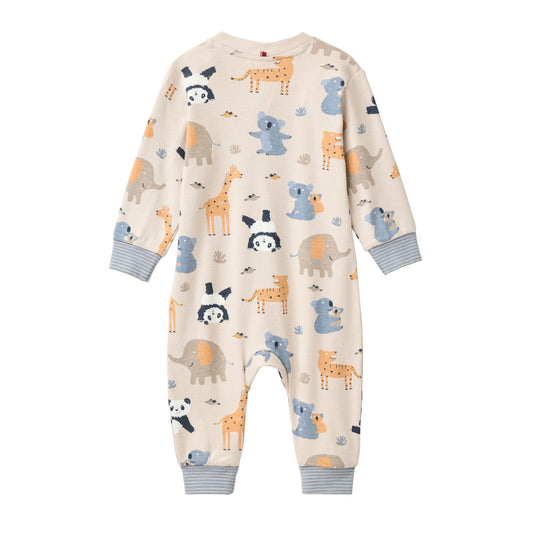 People Wear Organic Strampler in sand mit Zootier Motiv GOTS