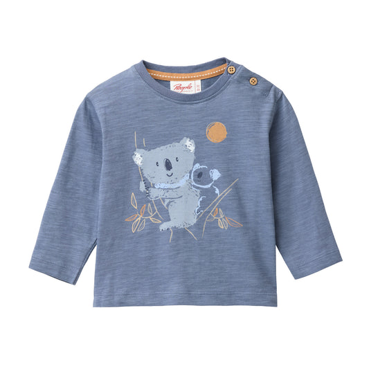 People Wear Organic Langarm Shirt in ozean uni mit Motiv "koala family" GOTS