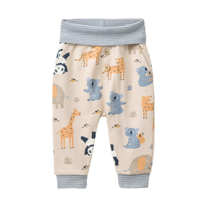 People Wear Organic Sweat Hose in sand mit Zootier-Print GOTS