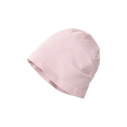 People Wear Organic Wendemütze in dunkelmalve mit kleinem Veilchen-Print und malve uni GOTS