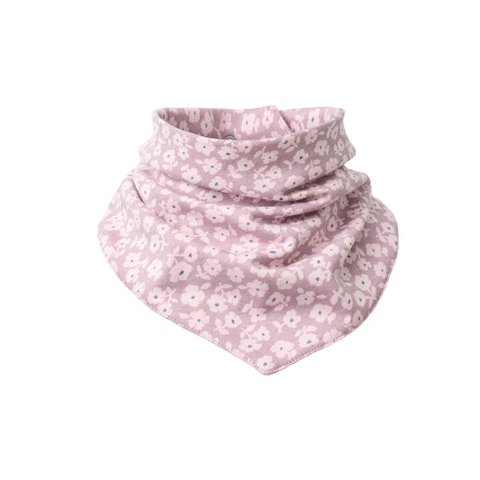People Wear Organic Halstuch in dunkelmalve bedruckt mit kleinem Veilchen Motiv