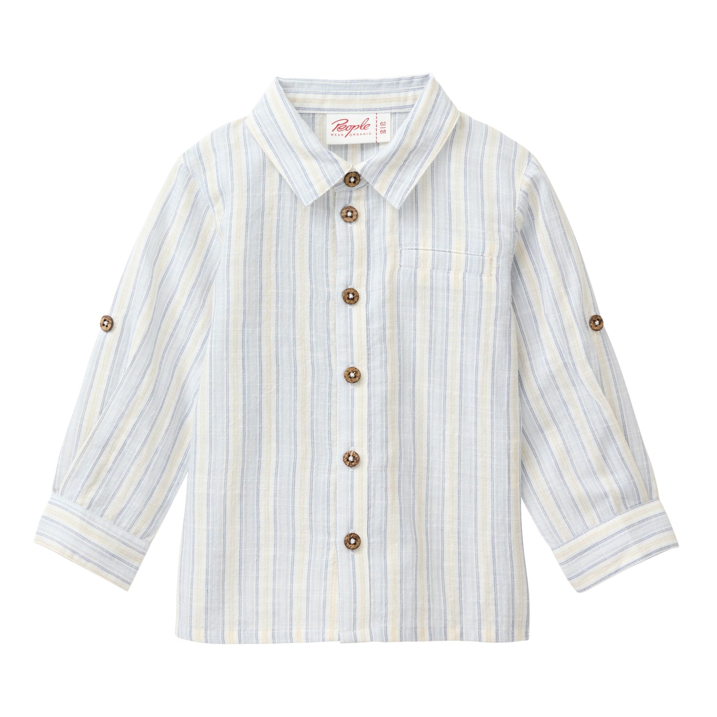 People Wear Organic Langarm Hemd in hellblau gestreift GOTS