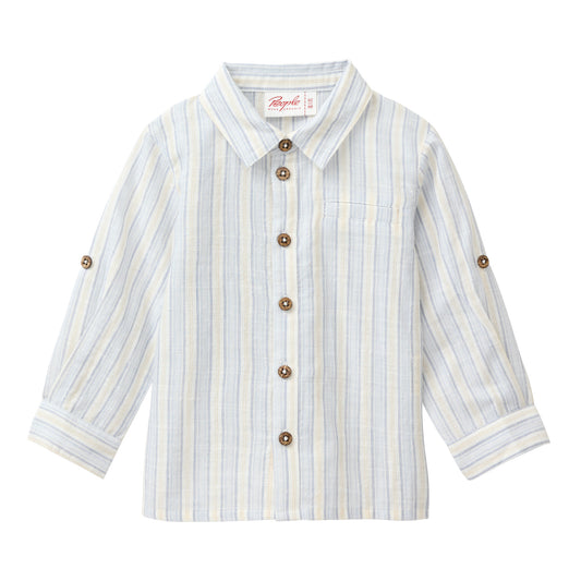 People Wear Organic Langarm Hemd in hellblau gestreift GOTS